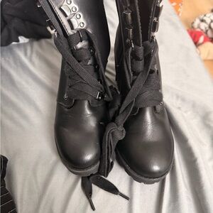 MIA Black Combat Boots with Silver Accents